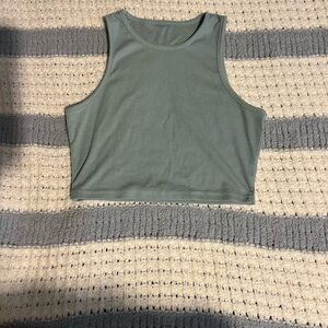 Green Fitted Crop Tank Top